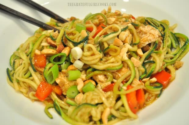 Kung Pao Zoodles with a pair of chopsticks... ready to serve!