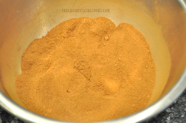 Pumpkin pie spice mix ingredients are mixed together until fully combined.
