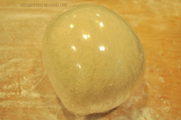 Dough ball, ready to make an apple pie dessert pizza.