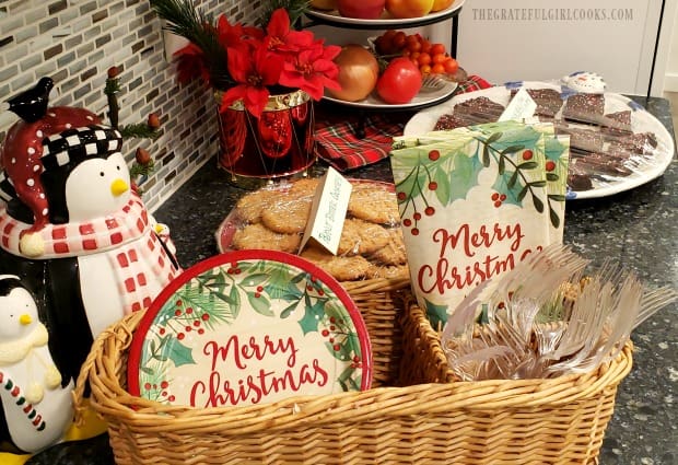 Getting ready for Christmas party where Cranberry Pecan Goat Cheese Bites will be served.