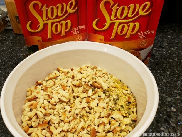Using pre-dried stuffing mix makes this a really easy dish to prepare!