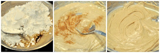 Powdered sugar and cinnamon are added to icing mixture for mini zucchini loaves.