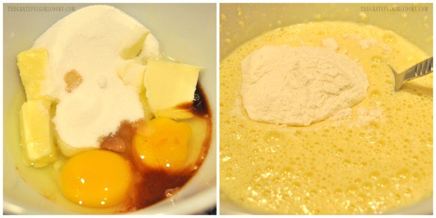 Mixing up the batter for the crescent roll coffeecake.