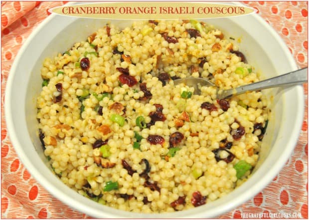 You'll love this easy to make, delicious cranberry orange Israeli couscous and pecan salad, topped with a wonderful homemade orange herb vinaigrette!