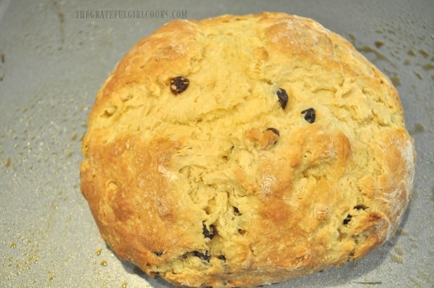 Irish soda bread is baked for about 30 minutes until done and golden brown.