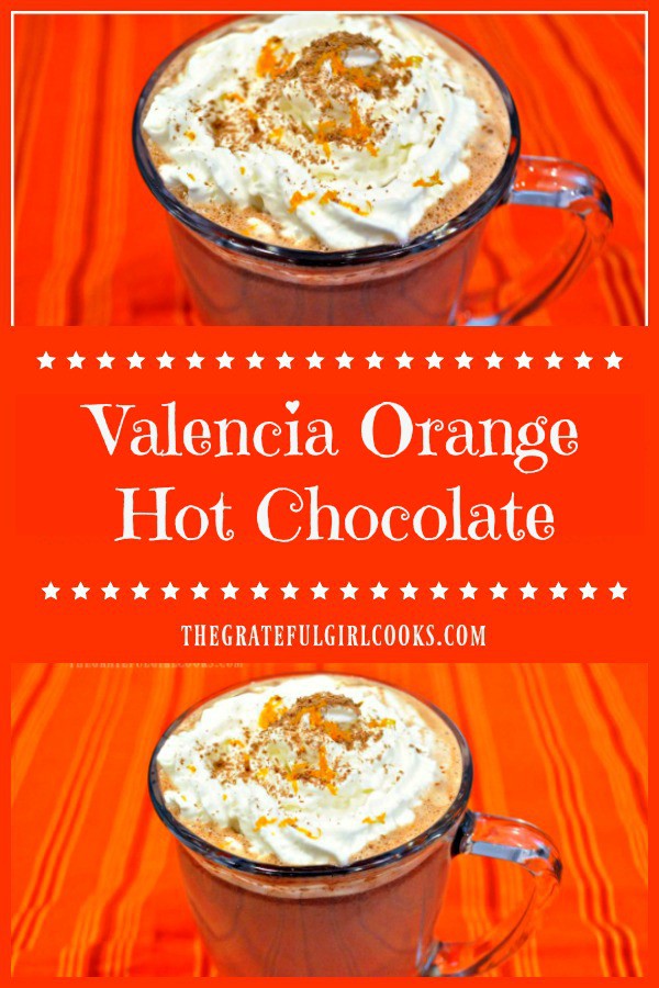 Make your own decadent, gourmet Valencia Orange Hot Chocolate from scratch in under 10 minutes! Recipe makes 2 servings, and is packed with flavor!