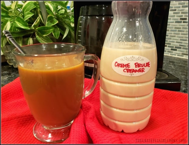 It's SO EASY to make yummy Créme Brulee Coffee Creamer from scratch, in 10 minutes, using only 4 ingredients! A great addition to morning coffee!