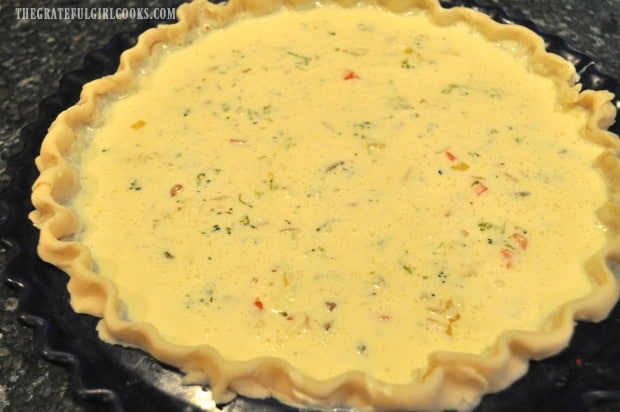 Here is the bacon broccoli quiche, before it goes into the oven.