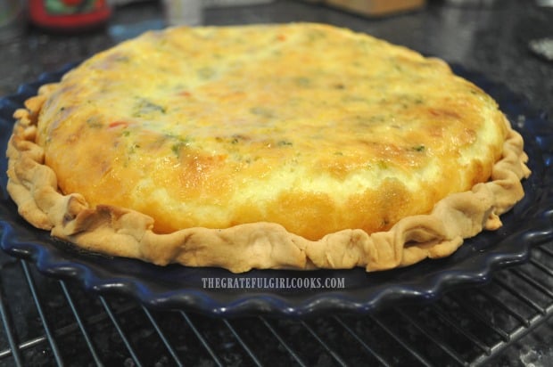  This is a picture of the bacon broccoli quiche right AFTER it comes out of the oven.