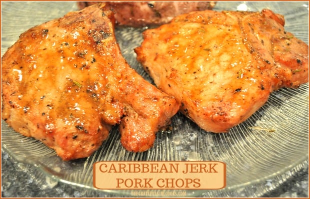 Caribbean Jerk Pork Chops are marinated in a 2 ingredient sauce, then grilled on a traditional BBQ or a smoker grill! Such a SIMPLE, delicious dish!
