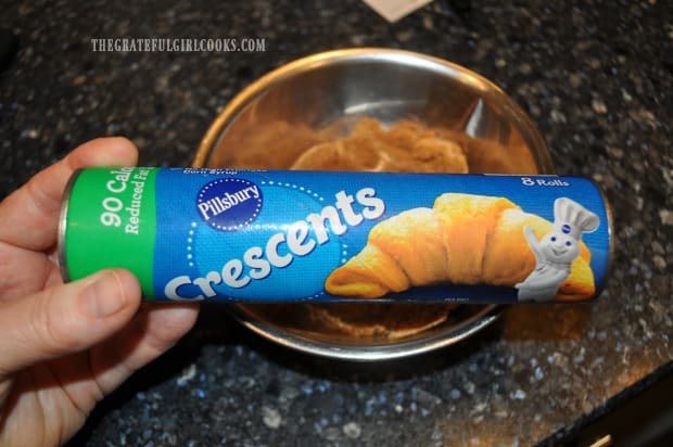 Refrigerated crescent roll dough is used to make this breakfast treat quick and easy!