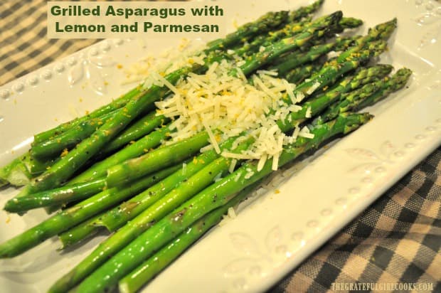 It's easy to prepare grilled asparagus on the BBQ in only a few minutes! Garnished with lemon zest and Parmesan cheese, this is a delicious side dish!