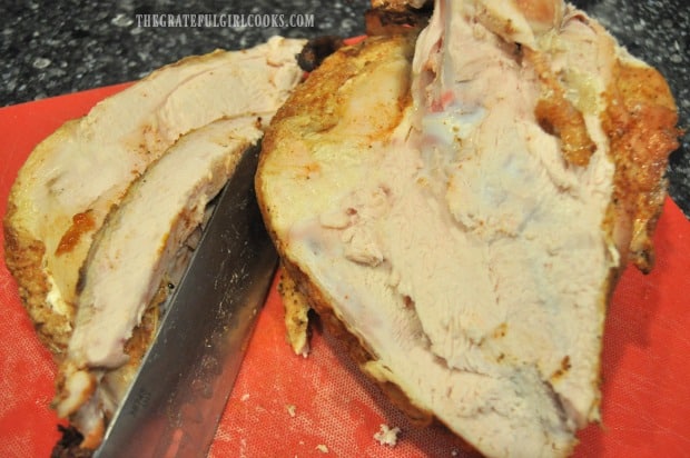 The roasted turkey is juicy, and slices well, which is perfect for sandwiches!