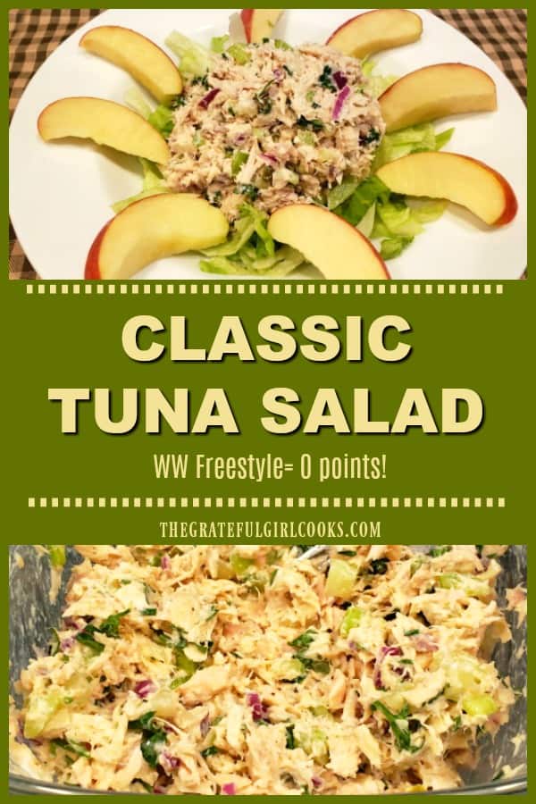 Classic Tuna Salad is a filling, healthy, delicious entree salad that's Weight Watchers friendly (ZERO points Freestyle), and is ready in 10 minutes!