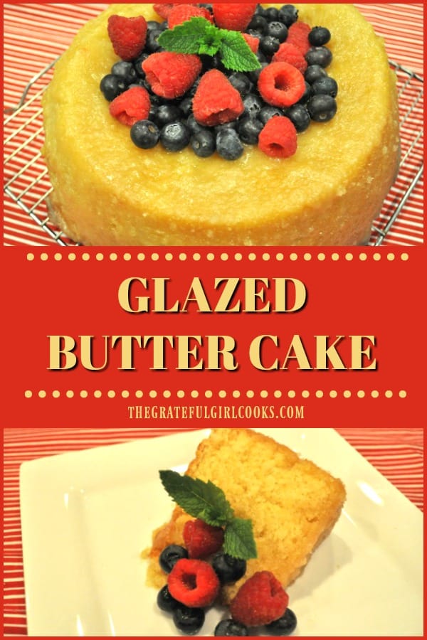 Glazed Butter Cake is a yummy, easy tube pan cake that is completely covered with a sweet icing (also poked down into cake). This is a GREAT dessert!