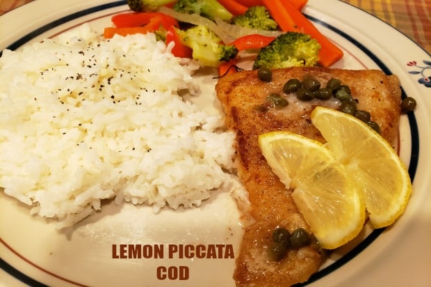 Lemon Piccata Cod is a simple, delicious dish that features pan-seared cod, cooked in butter, and topped with a lemon, wine and caper sauce to serve.