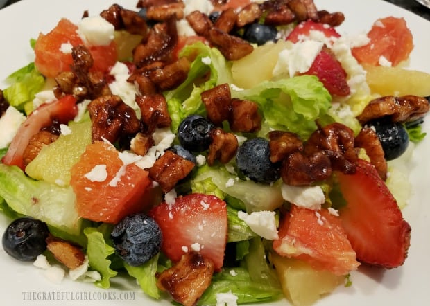 You can see all the fruit and feta cheese in the salad up close!