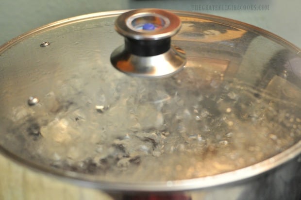 Jars are processed in a water bath canner.