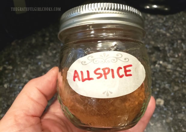 Allspice should be stored in a labeled, airtight container.