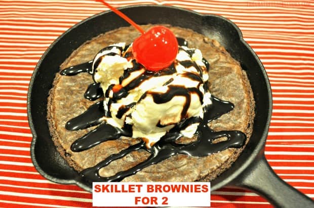 Cook cute mini skillet brownies for two on a pellet grill OR in an oven! It's fun & romantic to share this EASY dessert with those you love! 