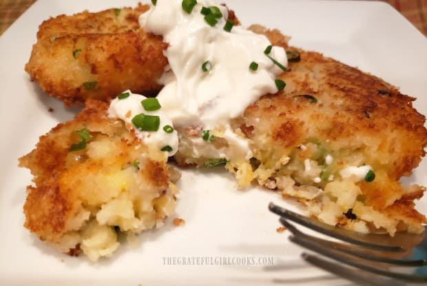 Cut into the crunchy outside of the fritter to see inside this delicious side dish!