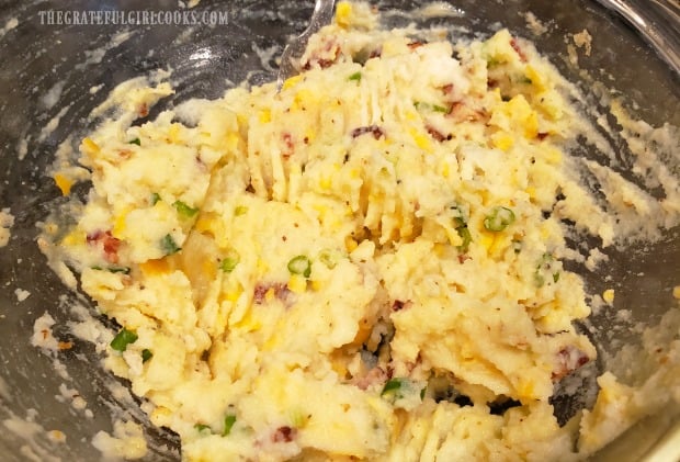 Ingredients are combined before forming into fritter patties.