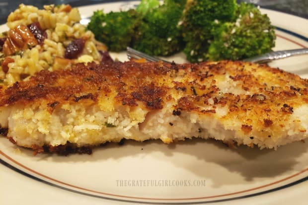 Broccoli and rice salad were served with the panko crusted rockfish.