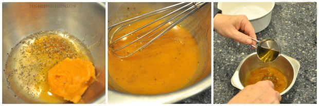 Preparing the pumpkin vinaigrette for the wild rice salad is easy!