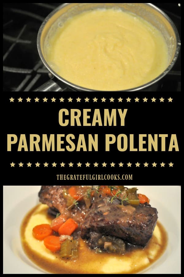 Creamy Parmesan Polenta is a delicious, EASY to make (10 minutes) dish that's full of flavor, and a perfect side dish for a variety of entrees.