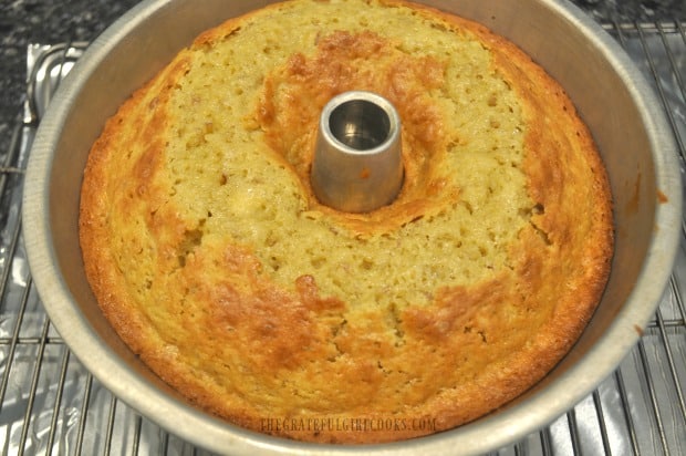 This is what the banana nut pound cake looks like straight from the oven.