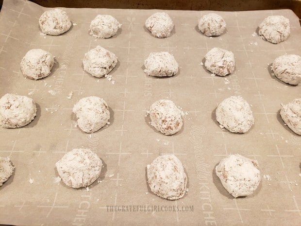 The cinnamon spice crinkle cookies are ready to bake.