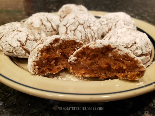 Here is a close up of the inside of one of the cinnamon spice crinkle cookies.