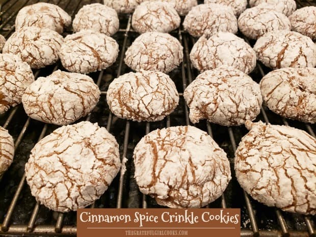 Make 3 dozen, super yummy Cinnamon Spice Crinkle Cookies very easily, using only 5 ingredients, including a boxed spice cake mix as a shortcut!