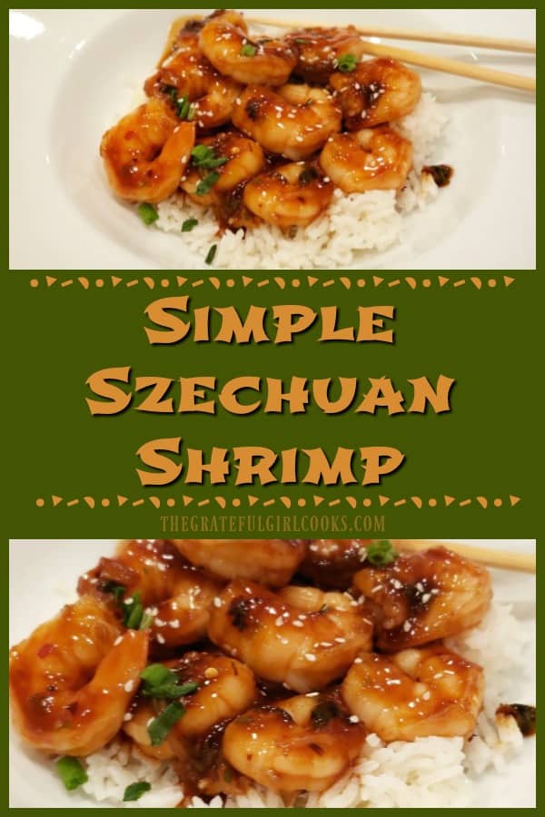 Need dinner quick? Try delicious, Simple Szechuan Shrimp! This EASY, Asian-inspired meal can be cooked and on the table in about 15 minutes total!