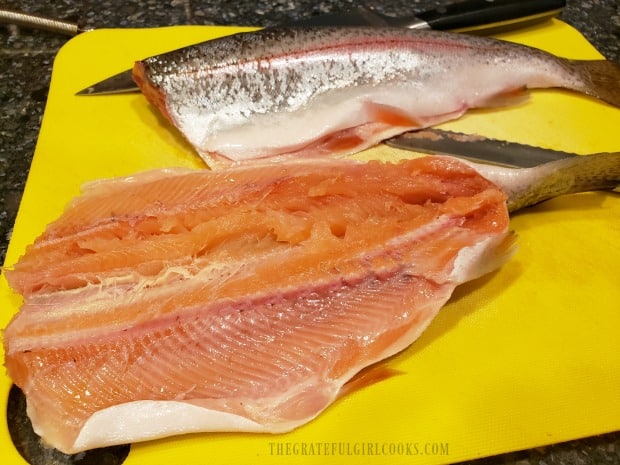 Trout are cleaned, gutted, and butterflied before brining and smoking.