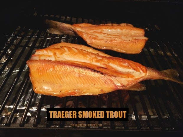 Traeger Grill Smoked Trout is a great recipe for cooking smoked, fresh trout! Butterflied trout are soaked in a brine before smoking, for peak flavor!