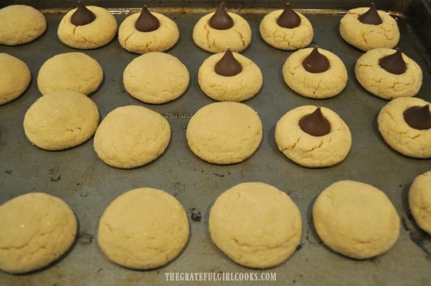 Hershey kisses are placed in middle of each cookie, once baked.