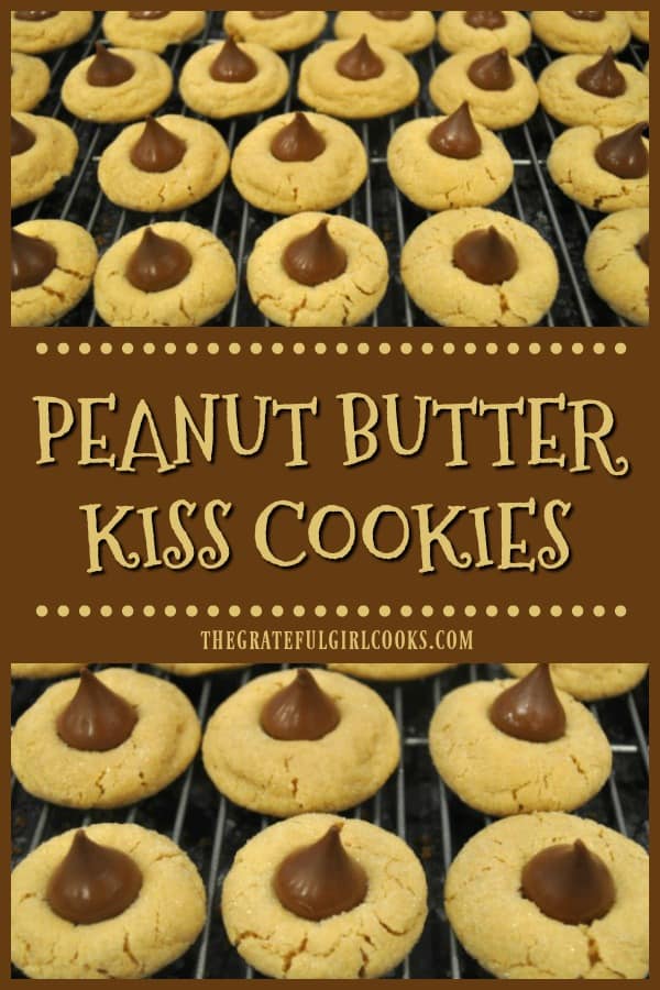 Enjoy this classic recipe for yummy peanut butter kiss cookies, a soft peanut butter cookie with a milk chocolate kiss on top! Recipe makes 4 dozen.