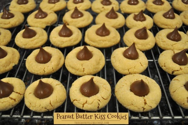 Enjoy this classic recipe for yummy peanut butter kiss cookies, a soft peanut butter cookie with a milk chocolate kiss on top! Recipe makes 4 dozen.