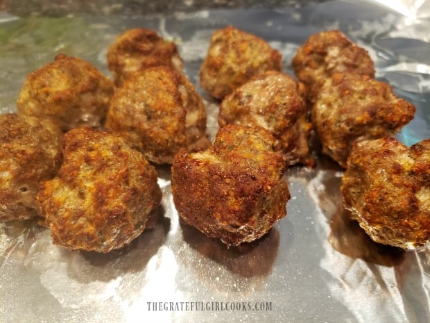 Meatballs have been removed from fryer, and are ready to add to sauce.