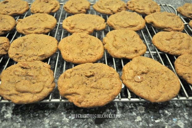 The cookies bake for about 20 minutes, then cool on a wire rack.