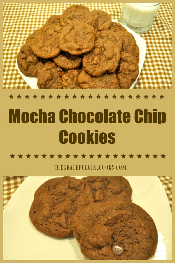 Make 4 dozen Mocha Chocolate Chip Cookies in no time at all! These delicious treats are easy to make, chewy, and have a hint of coffee liqueur flavor!