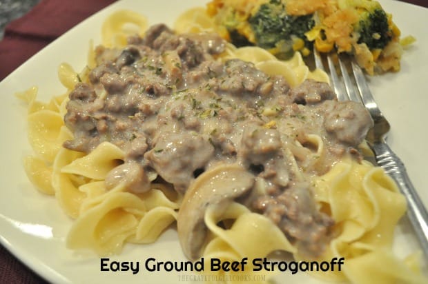 Looking for a quick, inexpensive dinner that tastes good? Easy Ground Beef Stroganoff can be made in about 25 minutes from start to finish!