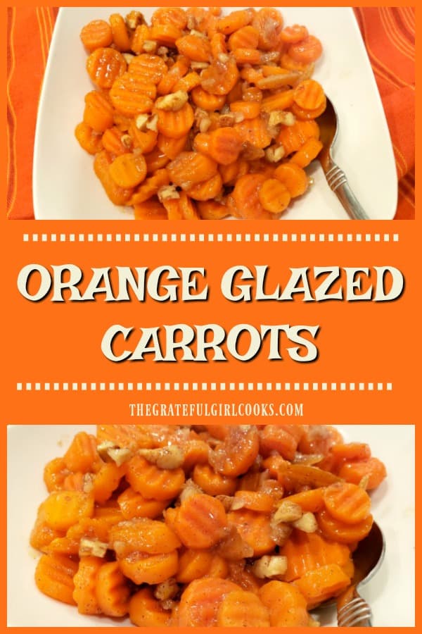 Orange Glazed Carrots are a simple but delicious side dish, featuring buttery, marmalade glazed carrots, pecans, fresh ginger and cinnamon!