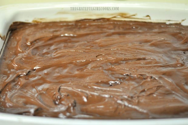 A 9x13 pan of brownies, covered with the best brownie frosting!