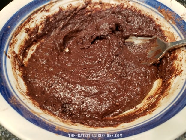 The brownie batter is very thick once mixed.