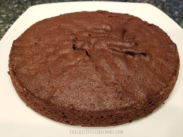 The air fryer brownies are removed from the air fryer and baking pan.