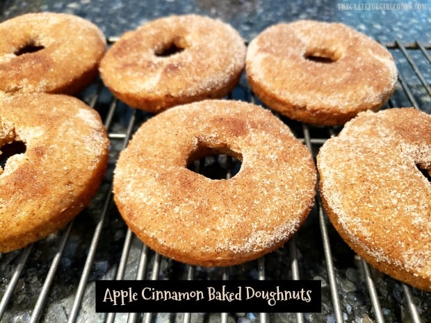 Make 18 delicious apple cinnamon baked doughnuts topped with cinnamon sugar. An easy to make treat for breakfast or snacks for family or friends. 