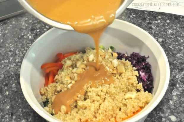 Thai peanut sauce can be added to a quinoa salad for a flavorful dressing.