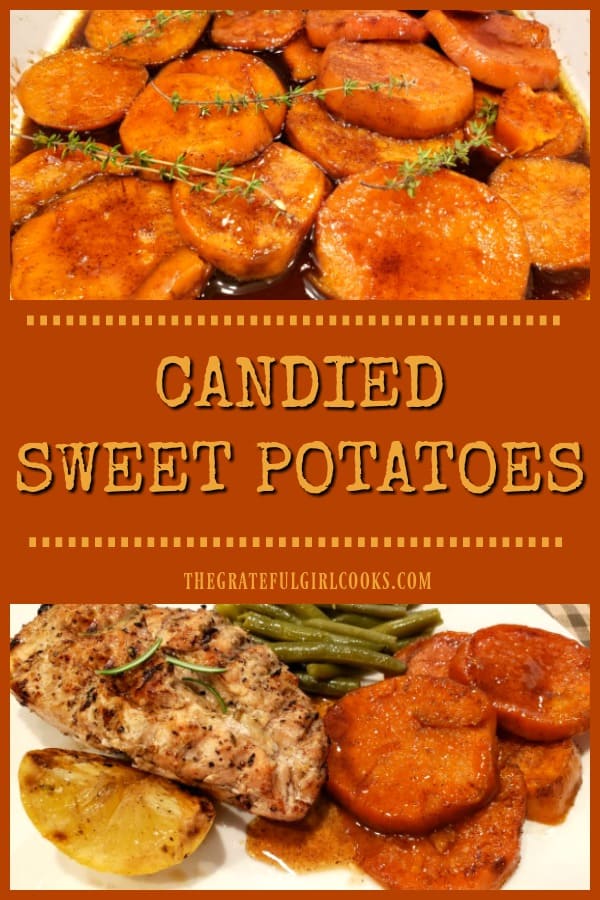 Candied Sweet Potatoes are delicious, and easy to make for dinner or a holiday feast! Soft, caramelized, & baked in an amazing sauce, you'll love 'em!